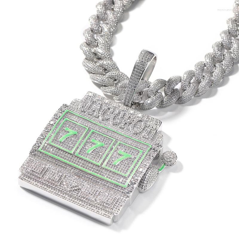 

Pendant Necklaces Hip Hop 5A CZ Stone Paved Bling Iced Out Big Size JOCCPOI 777 Pendants Necklace For Men Rapper Jewelry Gold Silver Color