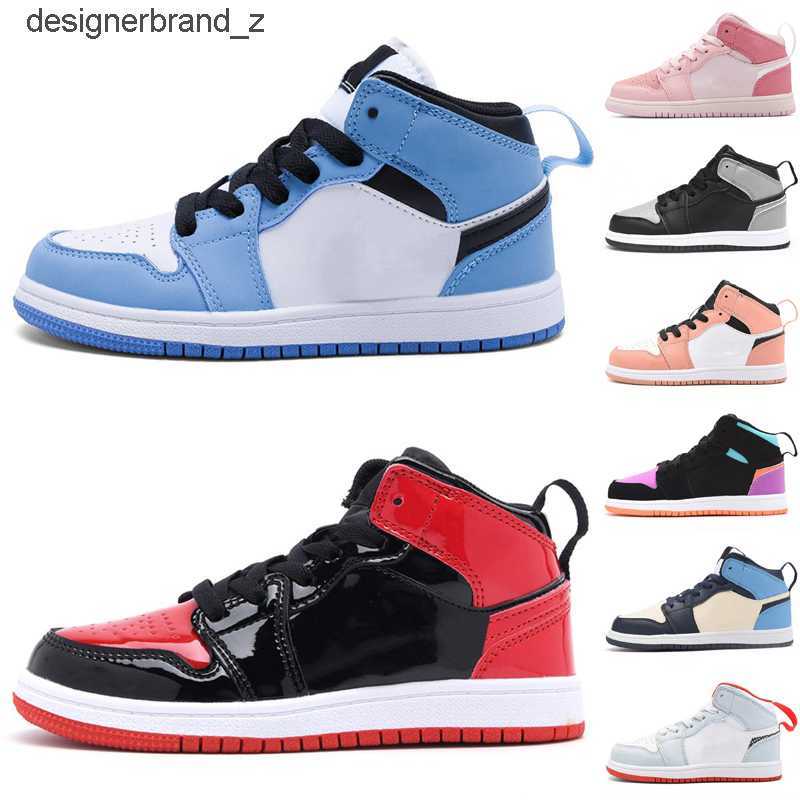 

University Blue 1 MID Kids Basketball Shoes Jumpman 1S Dark Mocha Unc Light Smoke Grey Hyper Chicago Bred Royal Toe Big Boys Girls Trainers KI2R, As photo 7