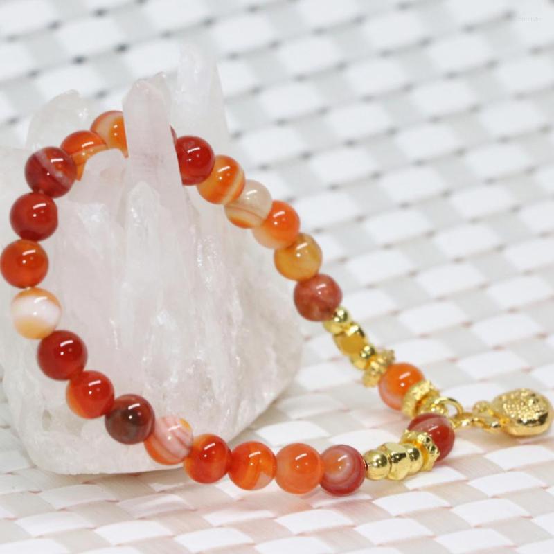 

Strand Fashion Original Design Natural Stone Onyx Gouache Stretch 6mm Round Beads Jewelry 7.5inch B1918