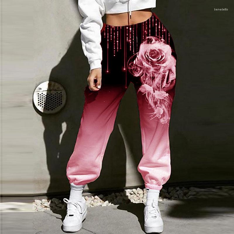 

Women's Pants Elegant Wide Leg Trousers For Women Spring Autumn Fashion Floral Print High Waist Pokect Pant Ladies Casual Loose Sweat, Blue