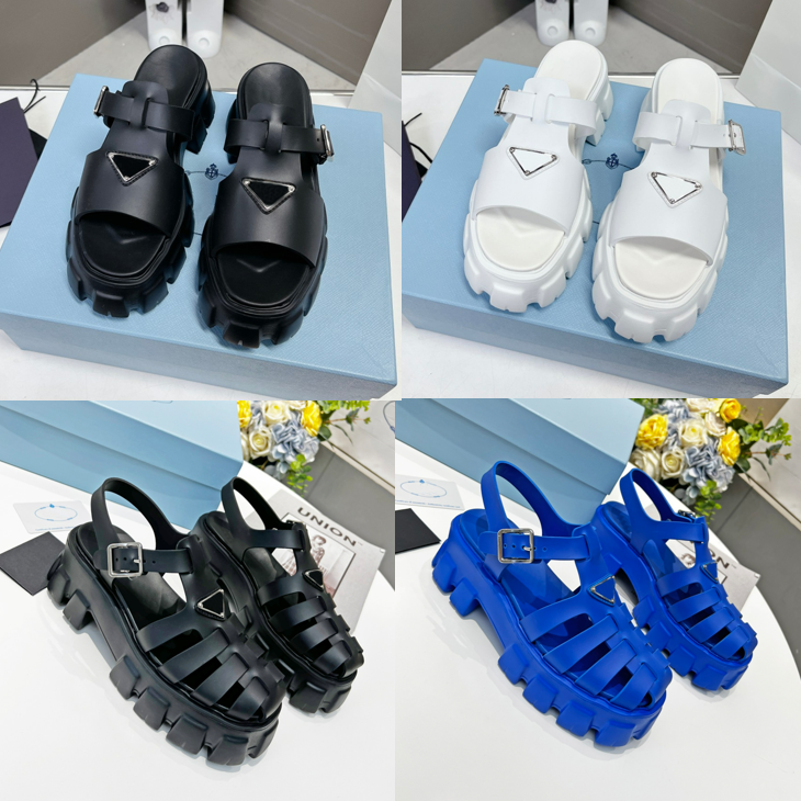 

Designer Slides Women Luxury Loafers Fashion Sandals Summer Ladies Slides Beach footwear Triangle Round Toe Sandal 35-41