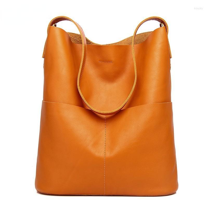 

Evening Bags High Quality Genuine Leather Women Shoulder Bag Bucket Fashion Simple Nature Lady Crossbody Handbag, Yl