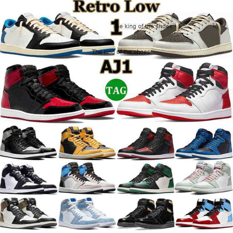 

2023 OG2023 OG Basketball Shoes Low 1 High OG 1s Men Dark Reverse Mocha Patent Bred Heritage Chicago University Blue Black White Mens Women Trainers, 34