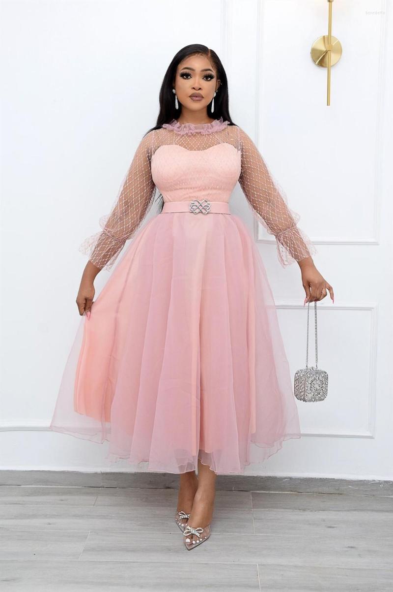 

Casual Dresses European And American Sexy Gauze Set Head In Waist Temperament Sweet Large Size Peng Dress(Does Not Contain The Belt), Red