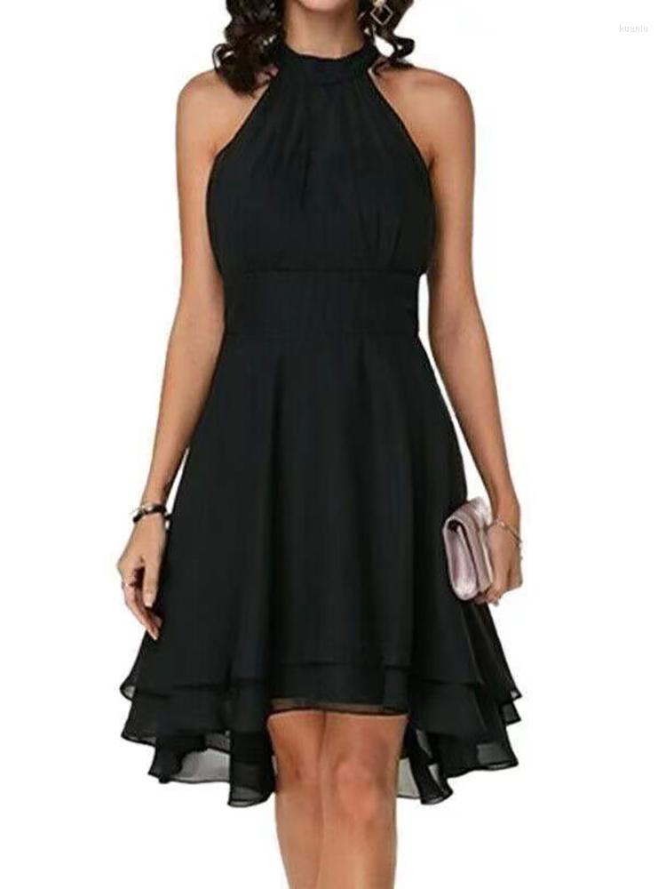 

Casual Dresses Fitshinling Summer Chiffon Dress Sleeveless Slim Sexy Mini Ladies Women Clothing Fashion In Irregular Vestidos Femme, Blue