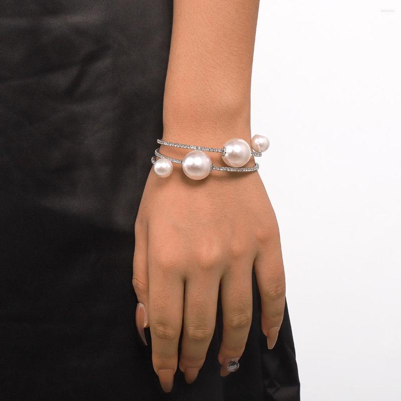 

Bangle Simple Imitation Pearl Bracelet For Women Irregular Elegant Geometric Handmade Holiday Beach Accessories Jewelry Gift