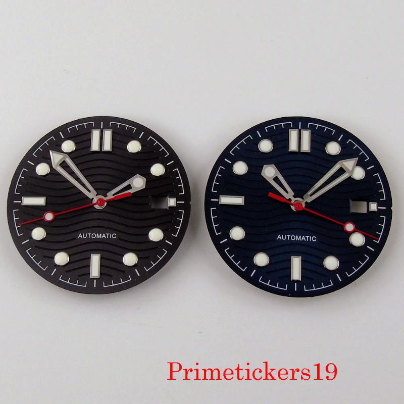 

Watch Repair Kits Tools & 31mm Black Sterile Dial With Date Window Wave Pattern Wristwatch Hands Fit NH35 Automatic Movement