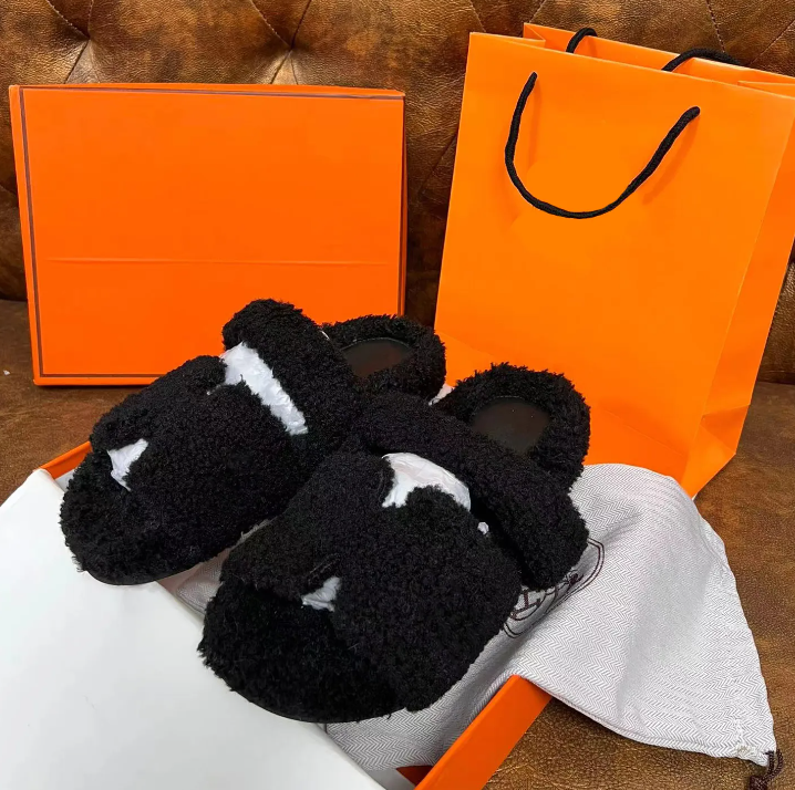 

Designer letter warm slides slippers sherpa fleee women sandals Wool Sandal womens Winter Soft Fur Furry home indoor Sandal Comfortable Fuzzy shoes