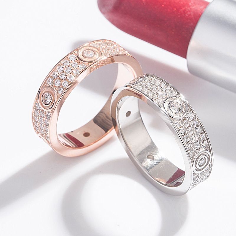 

s925 Sterling silver Star ring Europe and America classic women's LOVE couple ring micro inlaid fashion personality ring