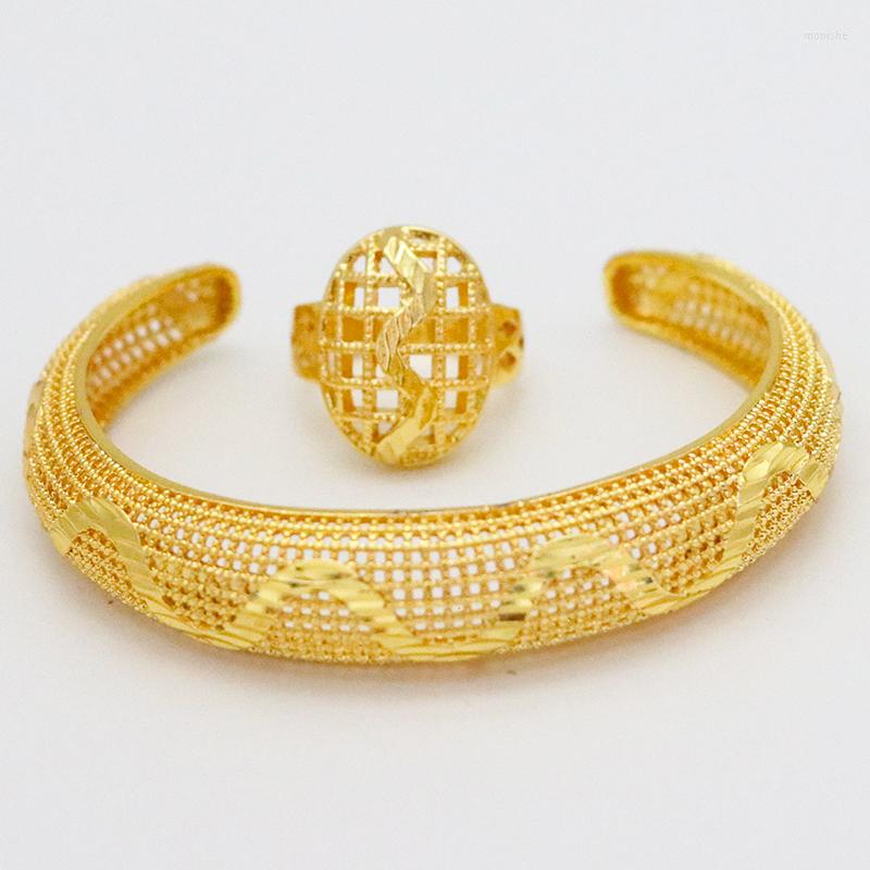 

Bangle Ladies Twist Bracelet Ring 2 Piece Jewelry Wedding Gift Party Ethiopian African Middle East