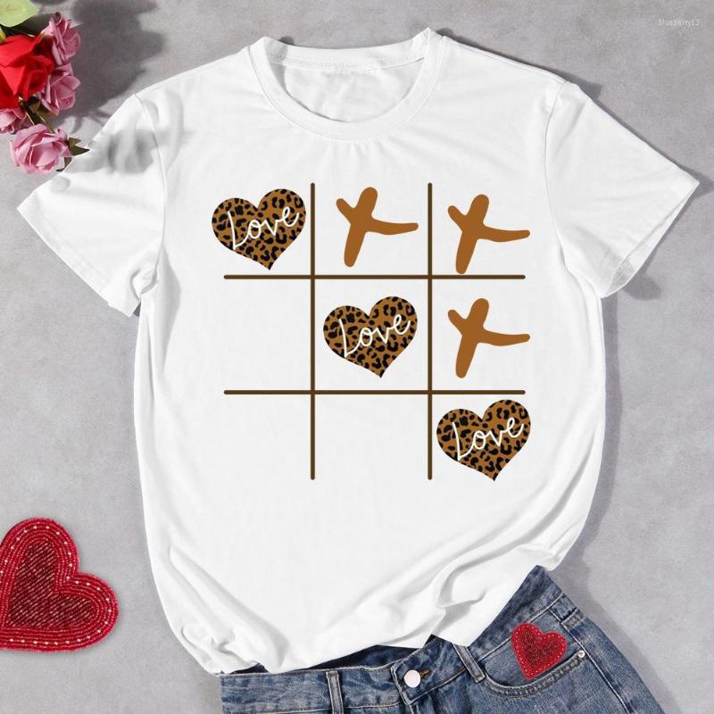 

Women's T Shirts Women Short Sleeve T-Shirt O Neck Summer Tees Tops Valentines Day Math T-Shirts Men Leopard Love