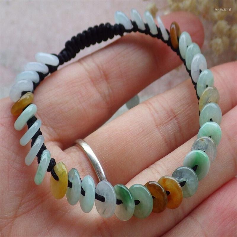

Strand Certified 2 Color Burma Natural A JADE Jadeite Beads Bangle Bracelet