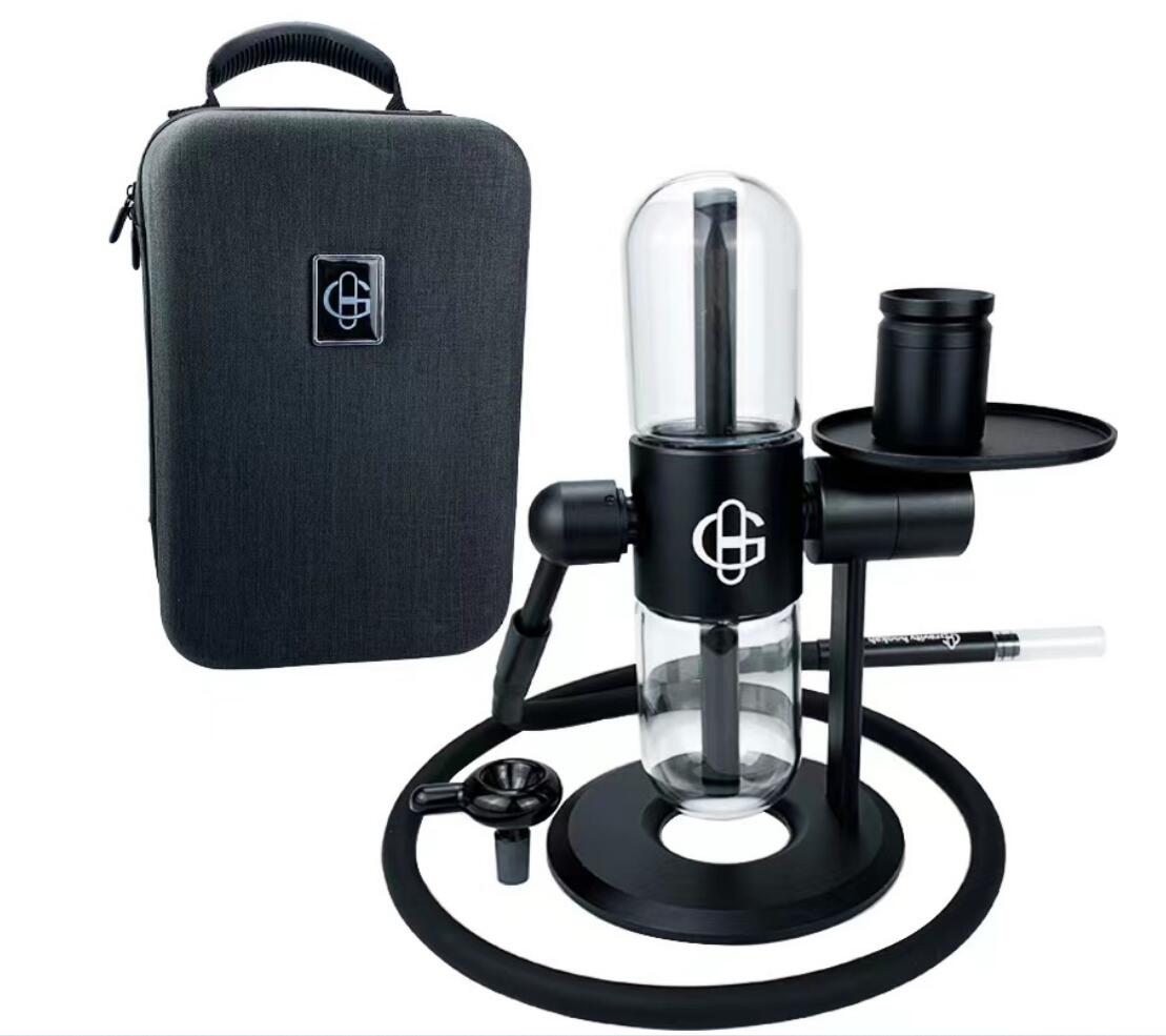 

2023 new Electronics portable Glass Gravity Bong Gravity Hookah Kit Smoke Accessory 360 Degree Power Recycler Arab Shisha Water Pipes Smoking Tobacco hookahs pipe