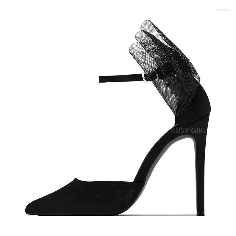 

Dress Shoes Black Pointed Toe Ankle Strap Women's High Heels Sexy Party