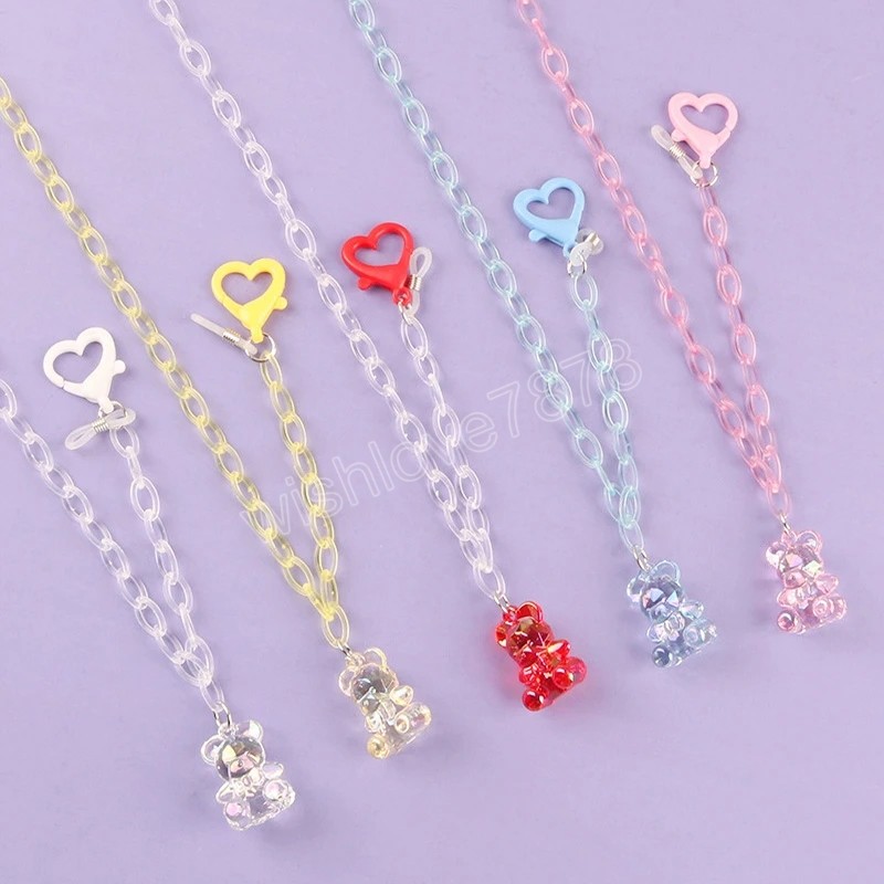 

Color Acrylic Love Pearl Children Outdoor Sunglasses Holder Lanyard Resin Bear Glasses Chain Neck Strap Eyewear Accessories