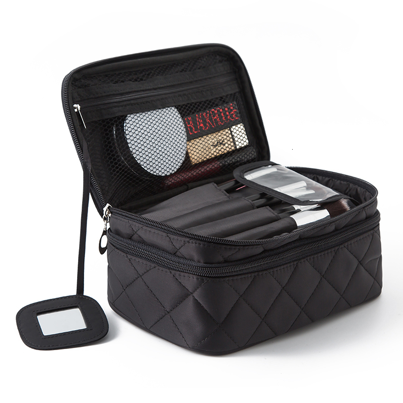

Cosmetic Bags Cases High Capacity Women Waterproof Double Layer Travel Organizer Makeup Toiletry Pouch Multifunction Beauty Case 230316, Black s