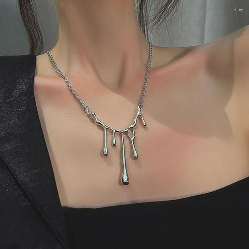 

Pendant Necklaces Charm Silver Color Irregular Geometric Waterdrop Alloy Necklace For Women Clavicle Chain Hip Hop Jewelry Ornamnets Gifts