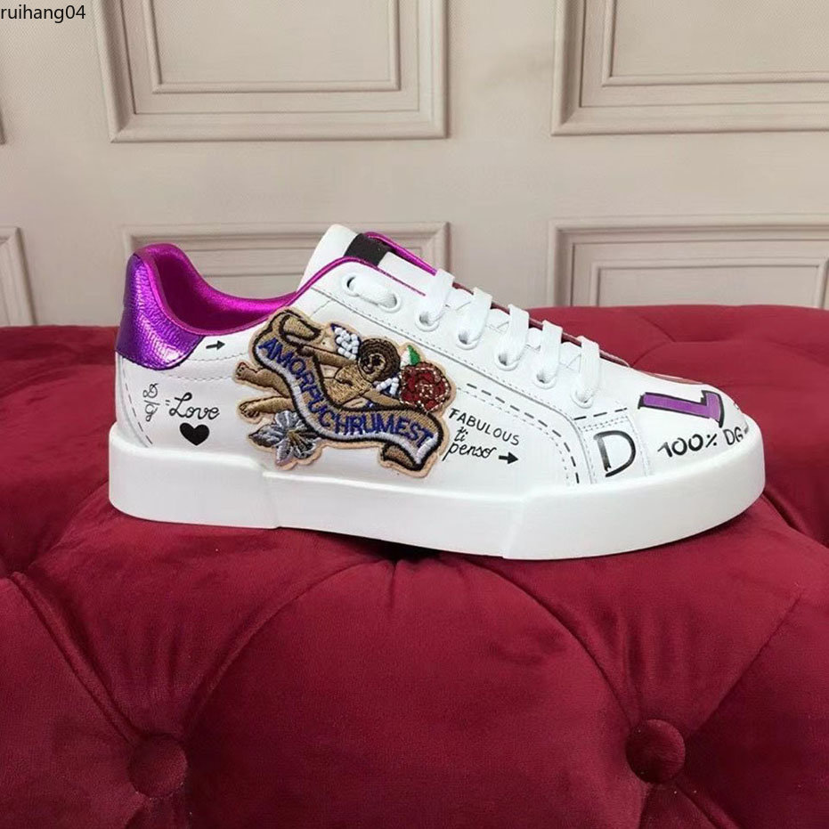 

lady Flat Casual shoes womens Travel leather lace-up sneaker cowhide fashion Letters woman white brown shoe platform men gym sneakers mkijky rh4000001