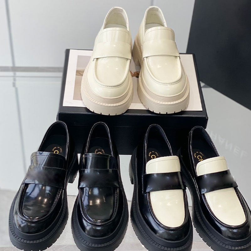 

Breathable thick sole loafers leather shoes Luxury brand casual slip on designer womens drill square buckle breathable laces Push shoe with box Push, Color2