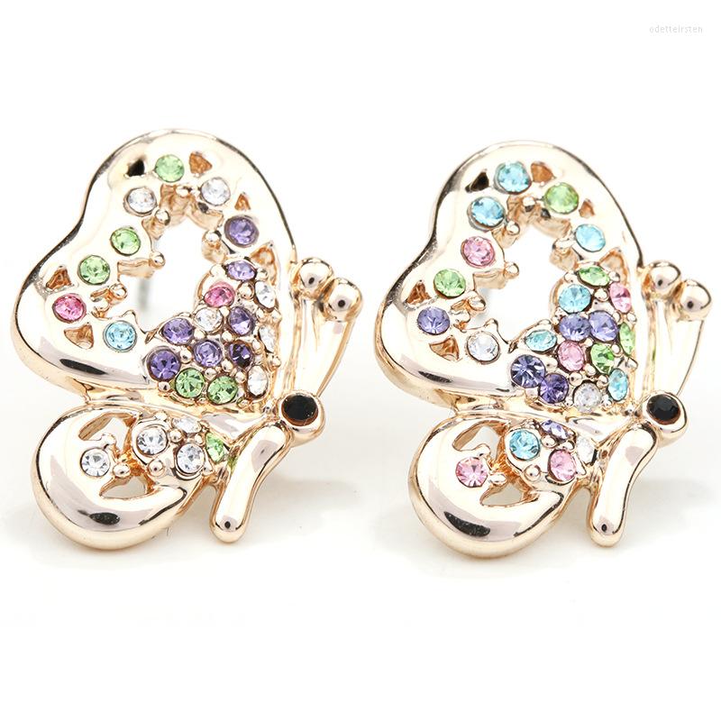 

Stud Earrings ER-00004 Korean Fashion Crystal Earings Birthday Gift Gold Plated Butterfly For Women Items With