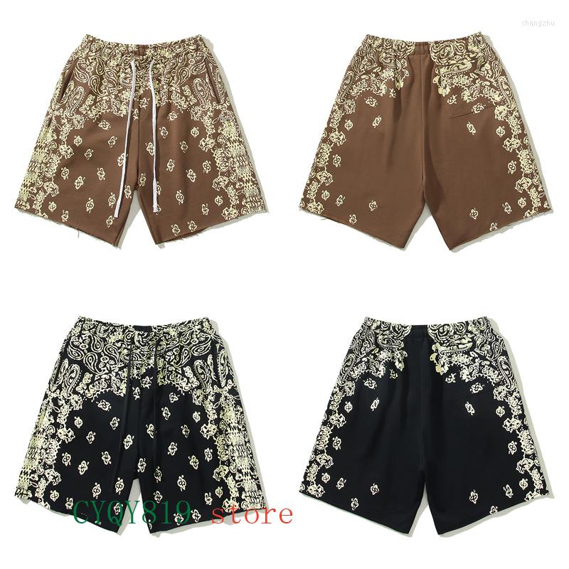 

Men's Shorts KAPITAL Vintage High Street Sashew Flower Sanskrit Letters Drawstring Men Women American Shortpant Breeches