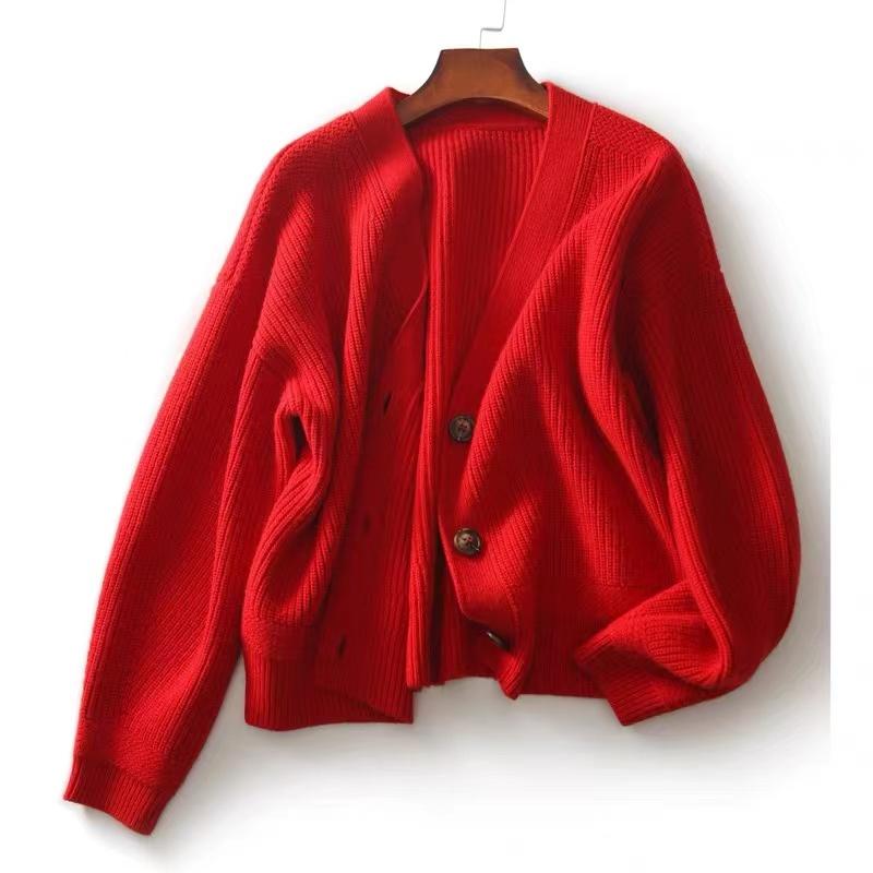 

Women's Knits & Tees Wool Cardigan Women Single Breasted V-neck Long Sleeve Casual Elegant Knitted Sweater Tops Female Soft Plus Size, Black