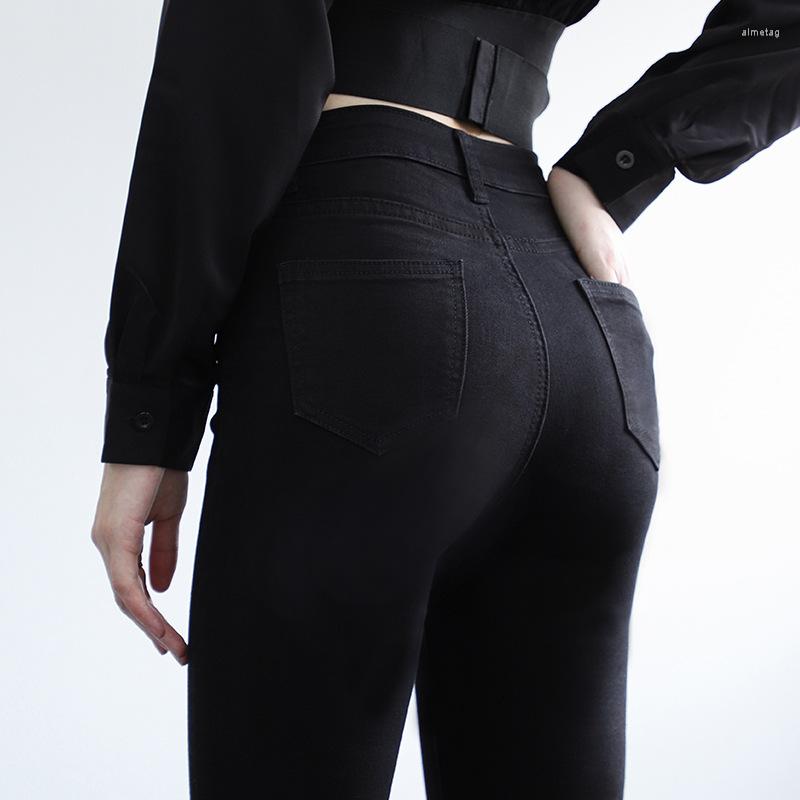 

Women's Jeans 34 36 38 40 Women's Skinny Elastic Korean Fashion Slim Pencil Pants Female Spring Casual Ankle Length Black Blue Grey
