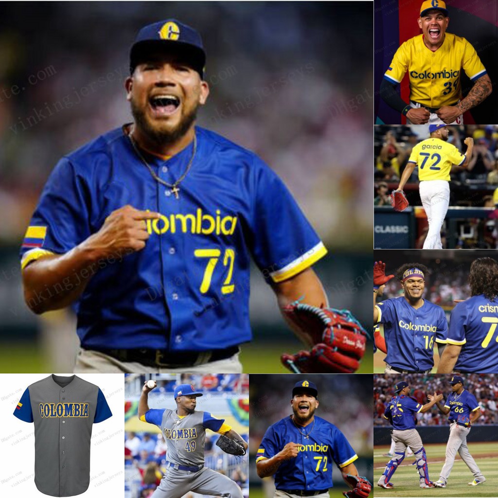 

Jersey colombia 2023 World Baseball Classic William Cuevas Reiver Sanmartin Julio Jose TorresTeheran Guillermo Zuniga Jorge Alfaro Elias Diaz Meibrys Viloria, 2023 blue