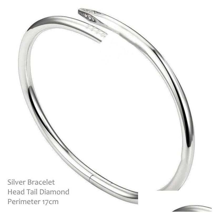 

Bangle Cuff Love Nail Bracelet Designer Chains Diamond Screw Clovers Necklace Men Luxury Jewelry Tennis Mens Flower Van Charms Bangl Dh7Nv