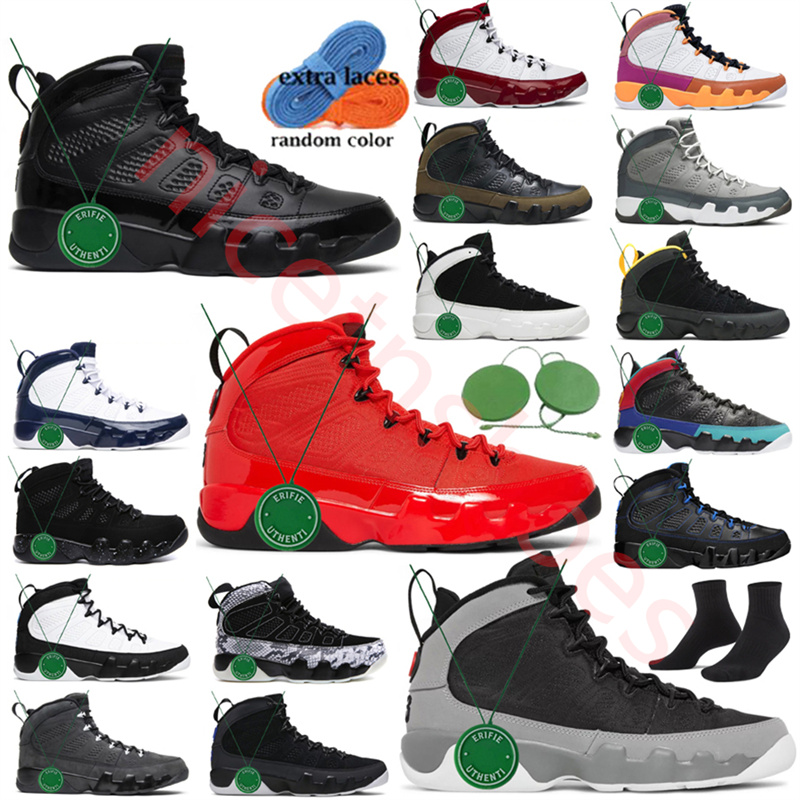

Jumpman 9 9s Basketball Shoes Chile Red Fire Red University Blue Particle Grey Space Jam Sneakers Top Quality Black Gum, Color#12
