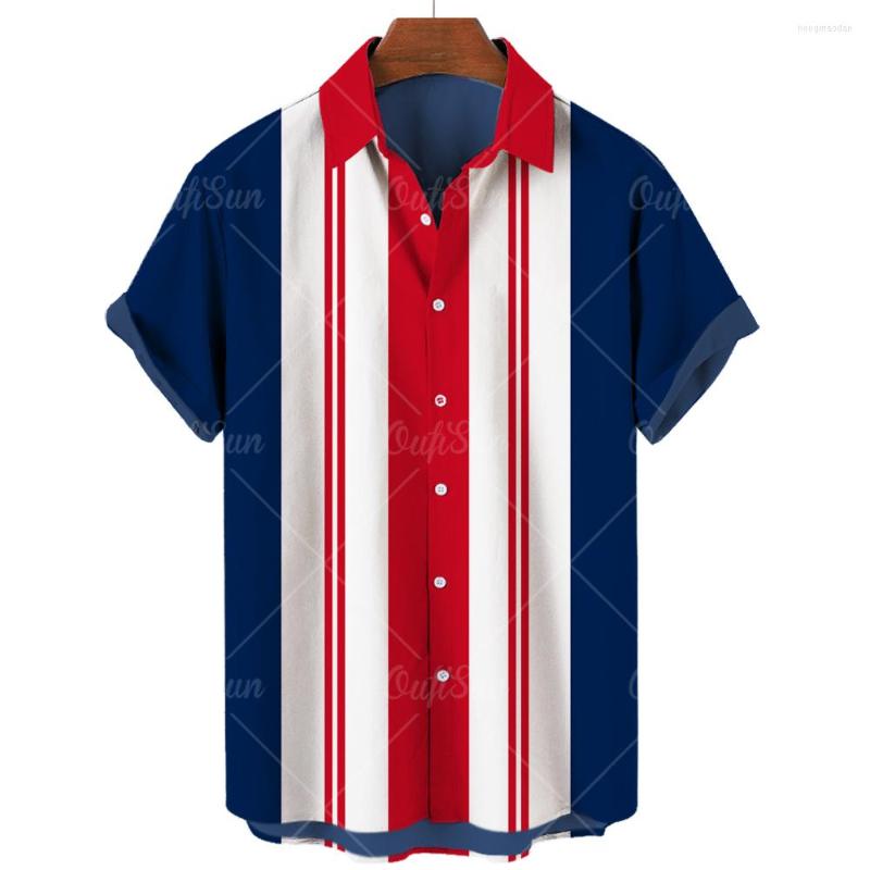 

Men' Casual Shirts 2023 Men' Shirt Flag Pattern Hawaiian Camicias One Button Easy Match Printed Short Sleeve Top, Zl-4039