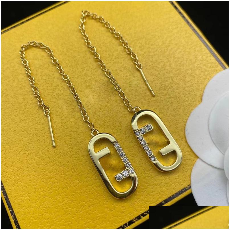 

Stud 18K Gold Plated Luxury Geometric Famous Pearl Women Classic Cute Crystal Rhinestone Letters Earring Party Jewelry Gift Dh2Vb