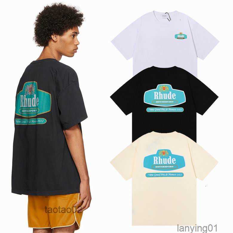 

22s Mens Rhudes T- Shirts Designer Round t Shirt Printed Men Short Sleeve Casual Loose Fashion High Street Tops3cgr, 17