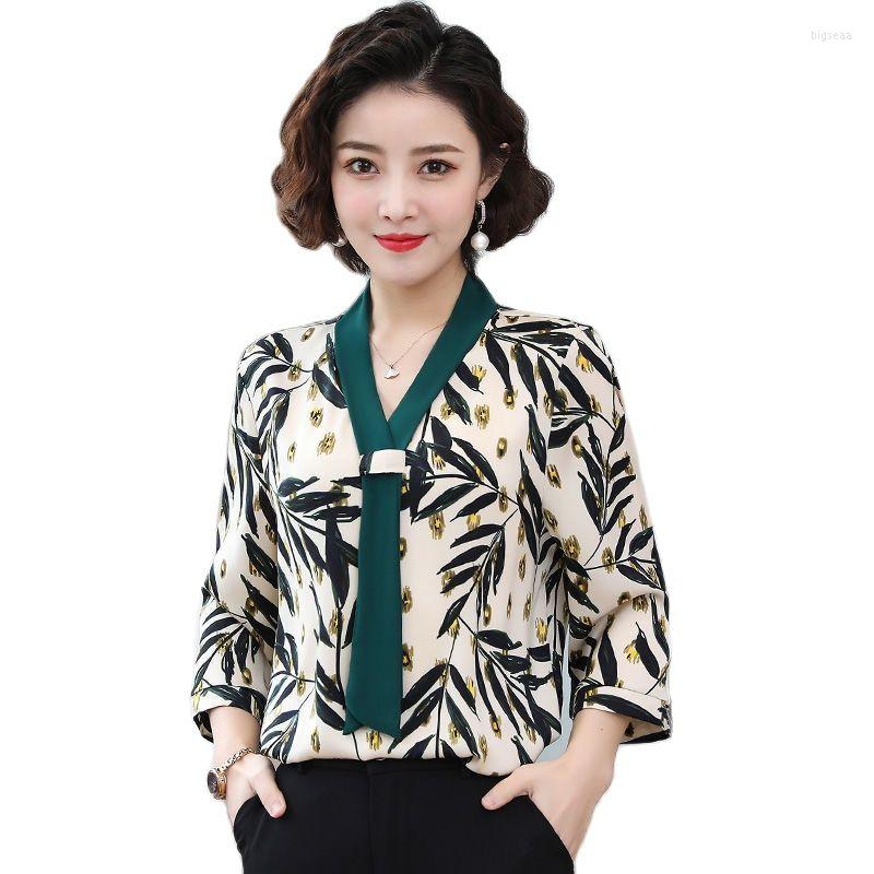 

Women's Blouses Women Spring Summer Style Chiffon Shirts Lady Casual Half Sleeve Bow Tie Collar Blusas Tops DD9172, Beige