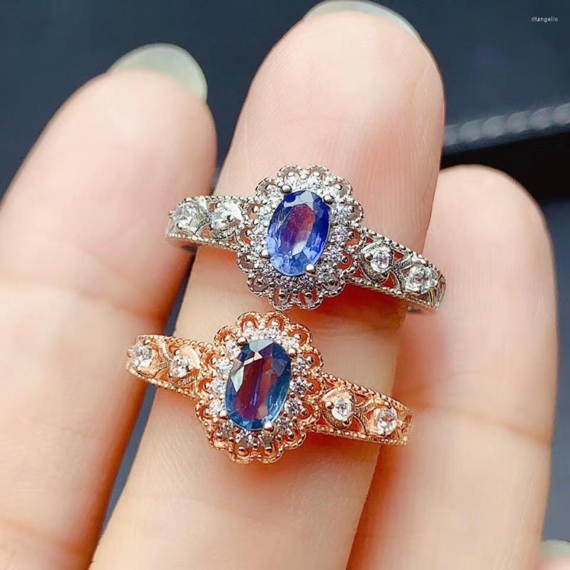 

Cluster Rings Arrival Natural And Real Blue Sapphire Ring 925 Sterling Silver Fine Handworked Jewelry Finger