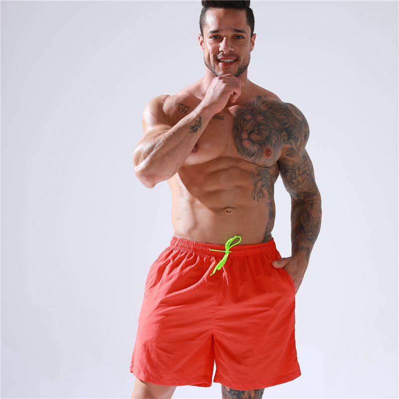 

Men' Shorts European Size Men' Quick-drying Five-point Casual Surf Pants Loose Big Solid Color Waterproof Beach, Maroon