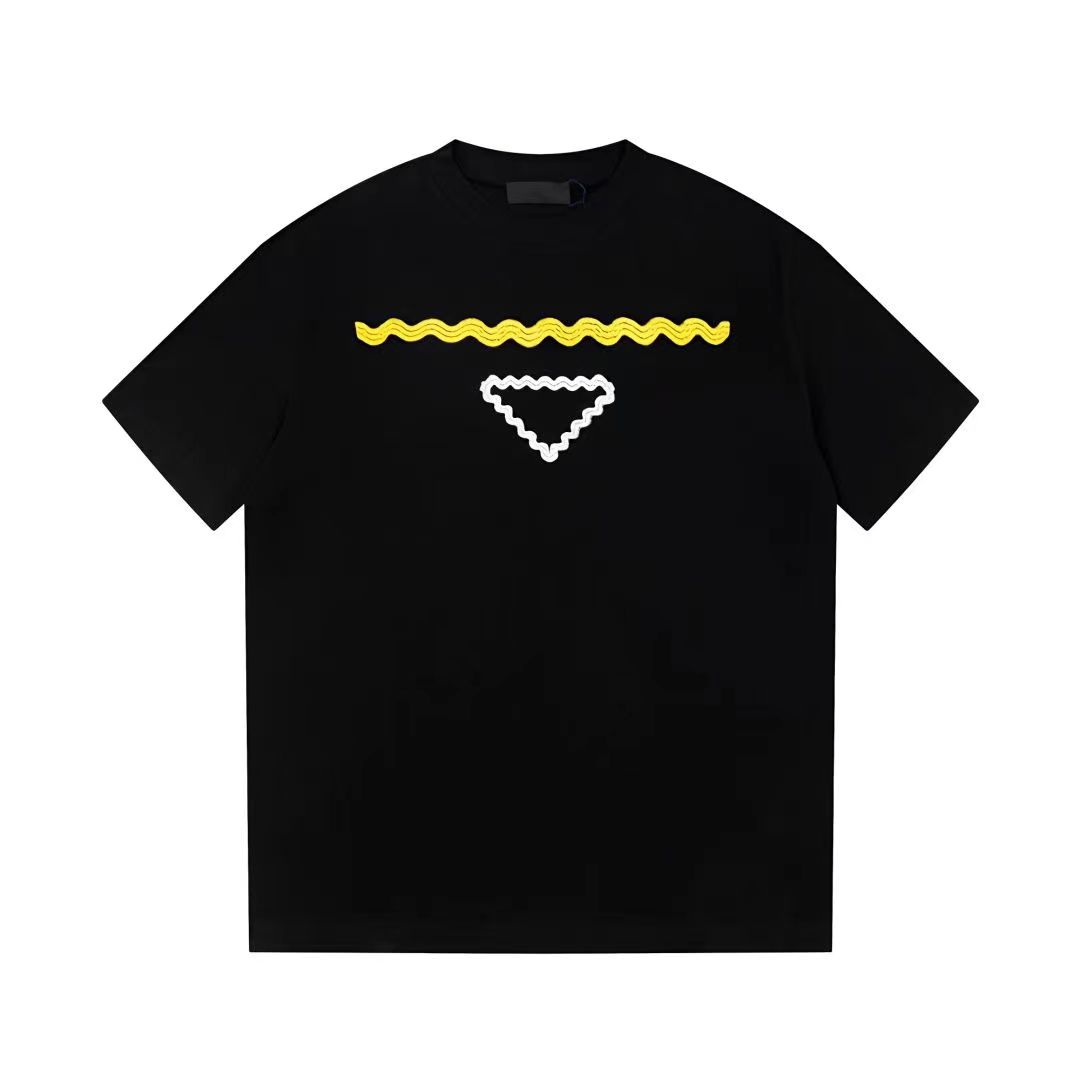 

Mens shirt designer t shirt oversized t shirts for women Fashion Golden Triangle Embroidered Short Sleeve Couple Dress black tshirt plus size womens clothing, Beige
