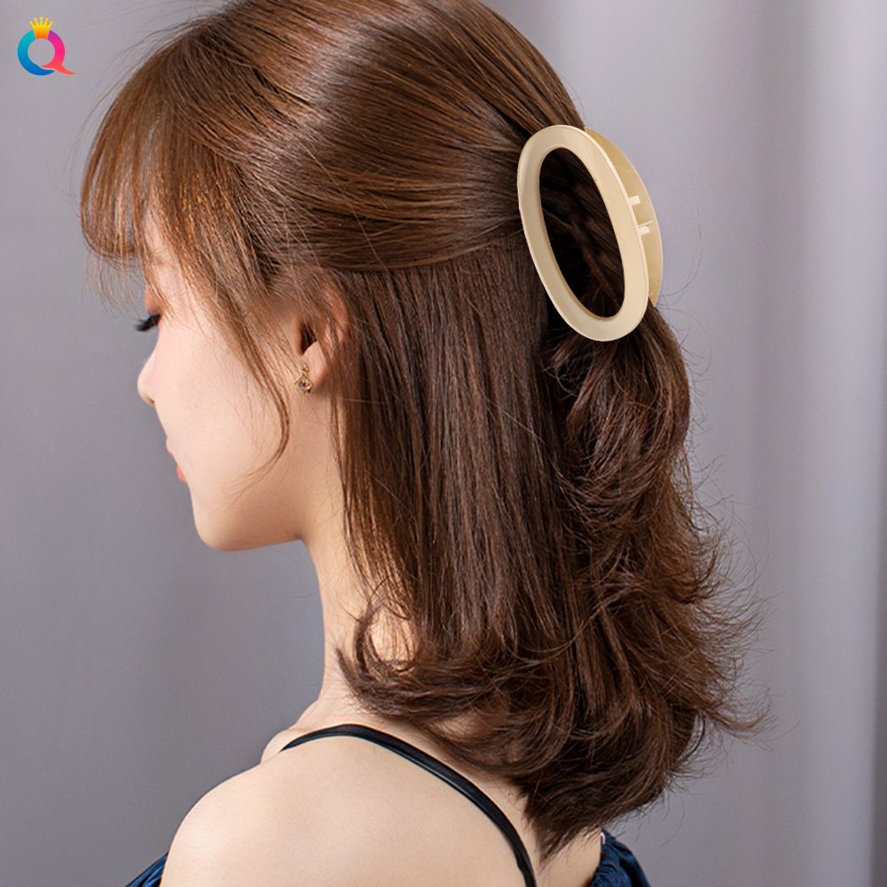 

Ellipse Transparent Hair Claw Ribbon Women Solid Plastic Crab for Hair Strong Bit Force Hair Clamp Hairpin Accessories 1947, As option show