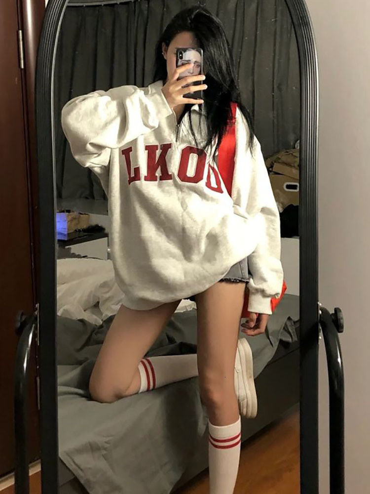 

Womens Hoodies Sweatshirts Half Zipup street sweatshirt for women SS American retro letters big velvet thick pullover men hip hop streetwear shirts 230316, Beige