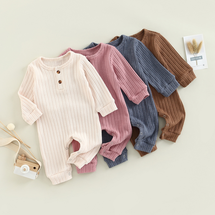 

Rompers -08-16 Lioraitiin 0-18M born Infant Baby Girl Boy Autumn Romper Long Sleeve Solid O-Neck Jumpsuit 4Colors 230316