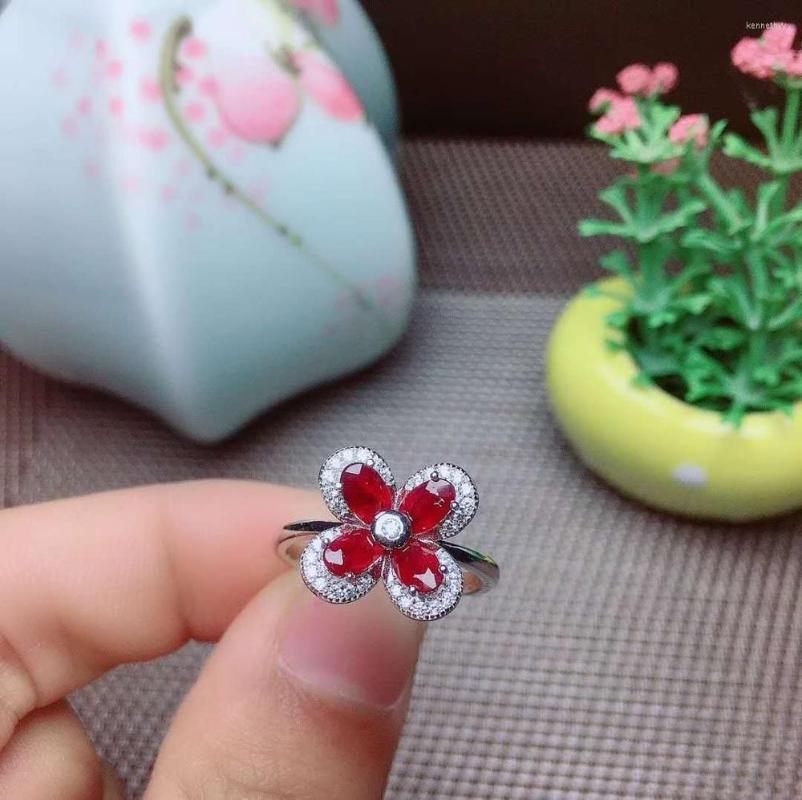

Cluster Rings Natural And Rea Red Ruby Ring Gemstone 925 Sterling SilverWedding Engagement Fine Jewelry Gift Wholesale