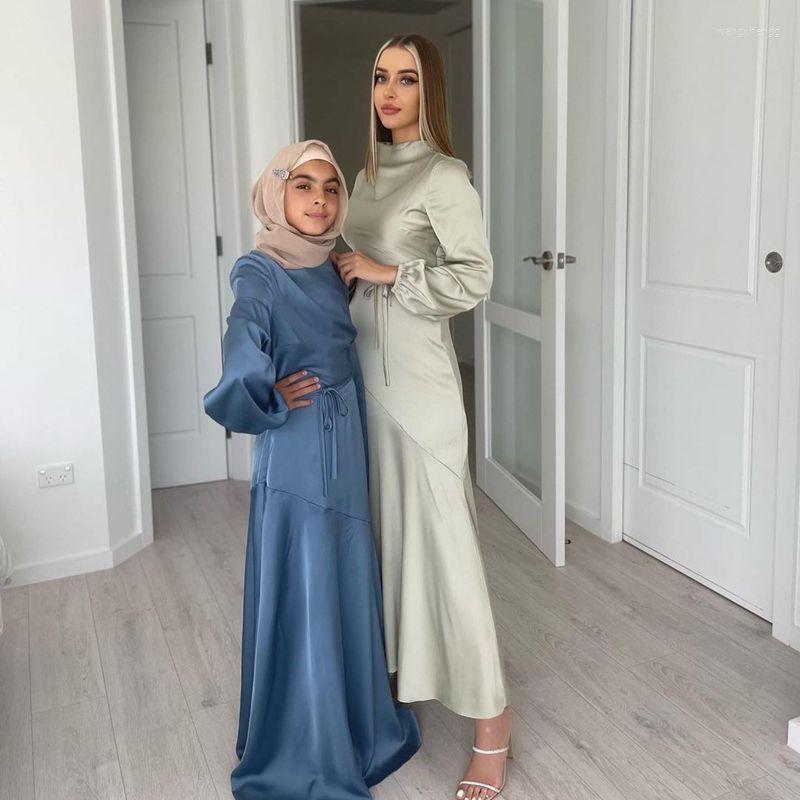 

Ethnic Clothing Dubai Satin Abaya Maxi Dress Ramadan Turkey Muslim Islam For Women Vestidos Robe Longue Vetement Femme Musulman