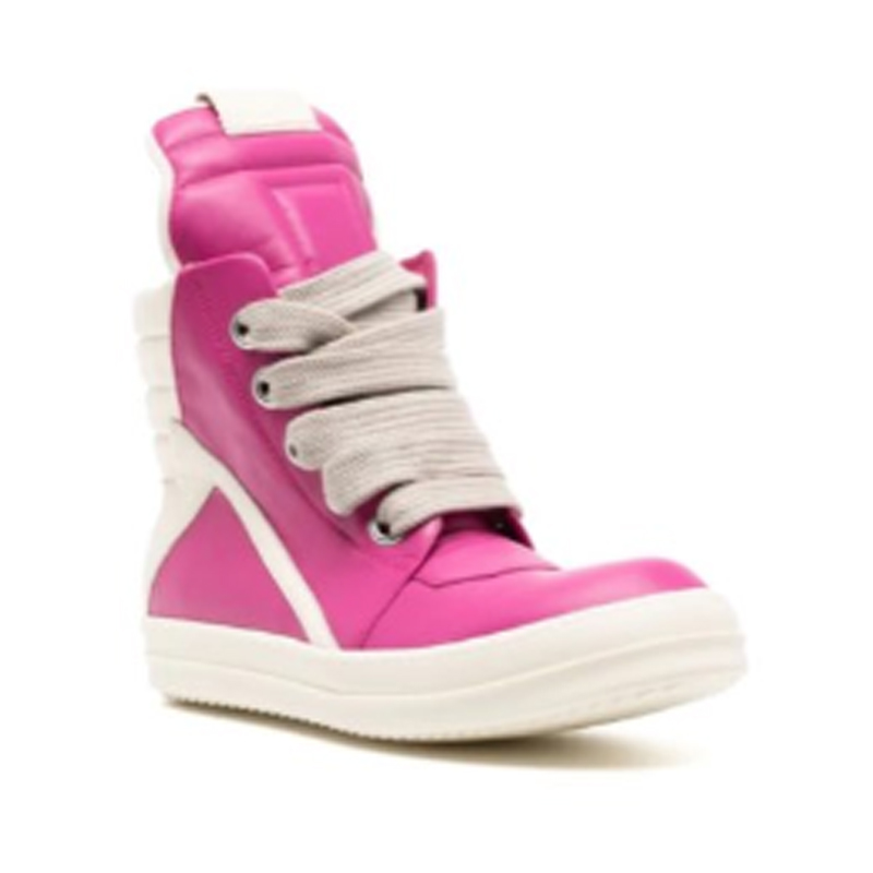 

Rosy Red Women Ankle Boots Big Size Maga Jumbo Wide Shoelaces Genuine Leather Fashion Sneakers Street Style Hip-hop High-top Women Shoes