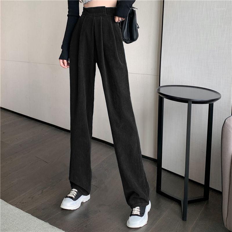 

Women' Pants Corduroy Women' Autumn And Winter 2023 Small Man High Waist Wide Leg Loose Straight Mopping