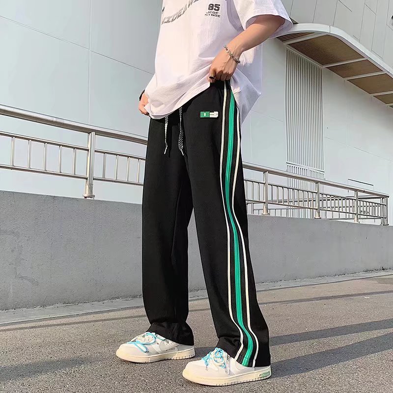 

Men's Pants Ropa Stripe Joggers Men Baggy Tracksuit Pants Students Daily Casual Korean Fashion Sweatpants Women Long Trousers Pantalon 230316, Black