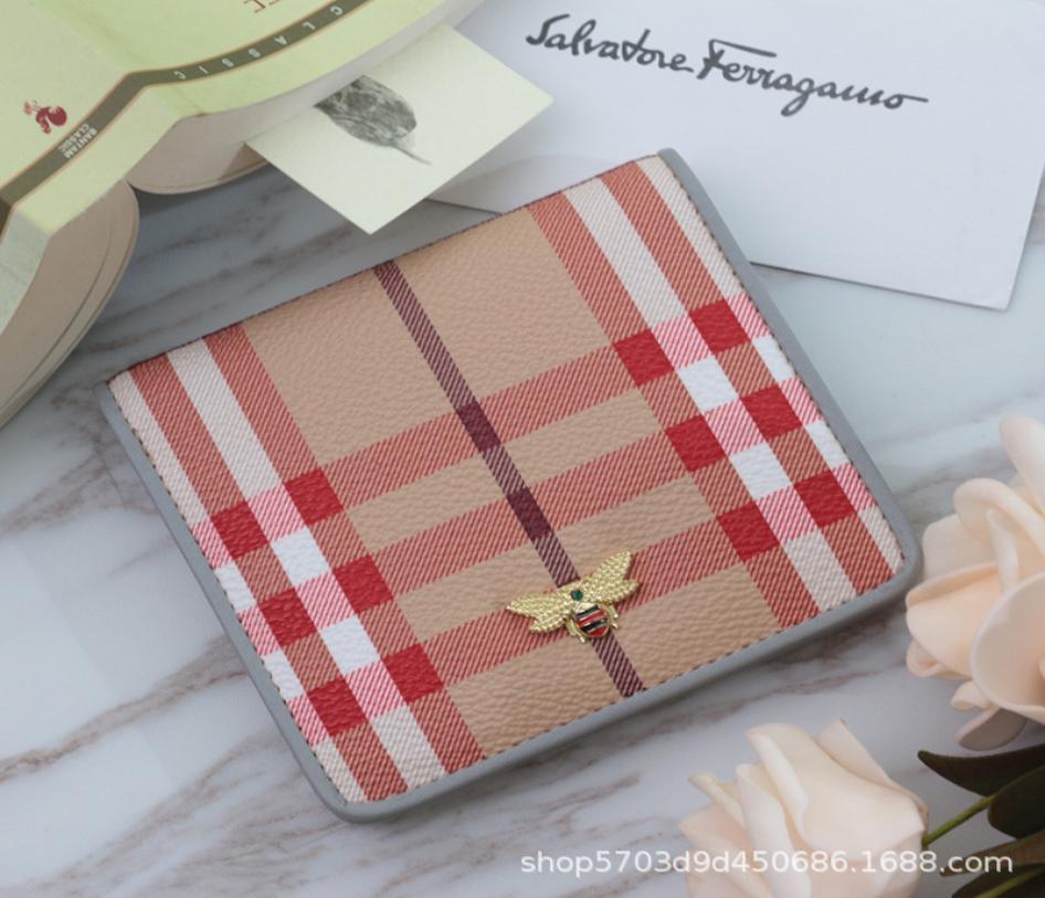 

New Plaid Short Wallet card hoder Women039s Thin Leather Wallets Mini Square Bag Cute Cowhide fashion5849445, Red