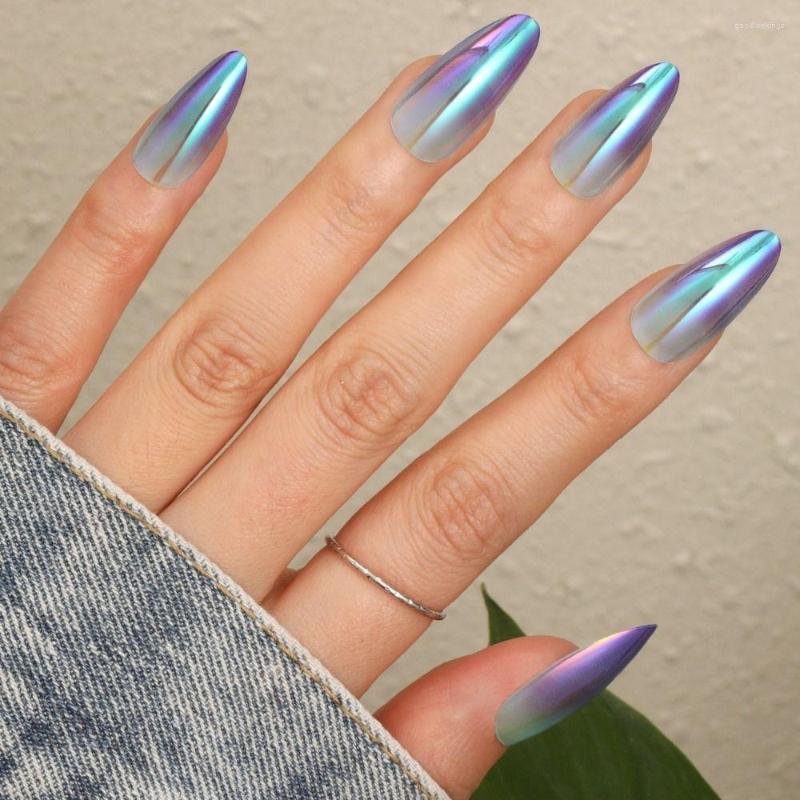 

False Nails 24pcs Press On Full Cover Moon Star French Almond Short Fake, Z078