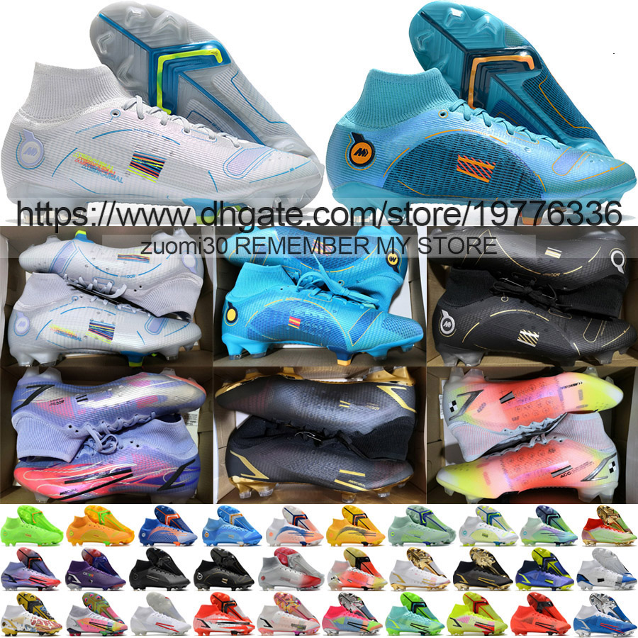 

send with bag Quality Soccer Boots Mercurial Superfly 8 Elite FG AG ACC Socks Football Cleats High Ankle Men Ronaldo CR7 Mbappe Outdoor Firm Ground Soccer Shoes US 6.5-12, Fg 33
