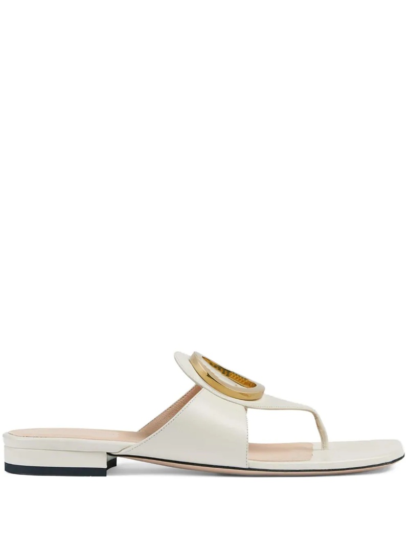 

fashion Leather Thong slippers 2023ss womens pool slide flat sandals beach flip flops with Gold-toned hardware, Green