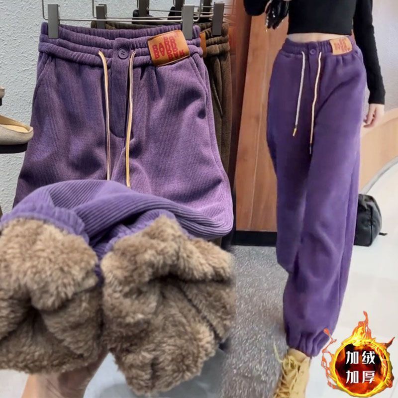 

Women's Pants Capris Pants Women Plush Sweatpants Women's Autumn and Winter Pants Loose Straddle Casual Lamb Fleece Warm Cotton Pants 230316, Dark grey